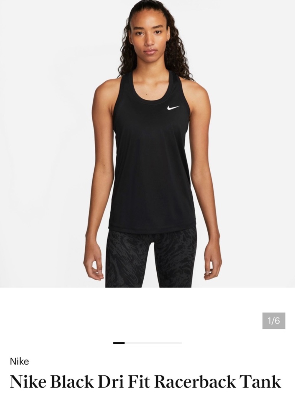 Nike Black Racerback Dri‑Fit Tank